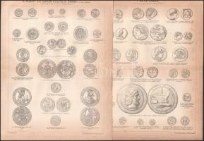 cca 1900 13 db érmékkel, rendjelekkel, zászlókkal, címerekkel és koronákkal, illetve a Magyar Szent ...