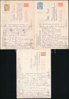 cca 1981-84 Keresztury Dezső (1904-1996) költő, korábbi korábbi vallás- és közoktatásügyi miniszter autográf, szellemes verses sorai Bódi Marának, össz .3 db balatonfüredi képeslapon, közte 2 db Keresztury Dezső autográf aláírásával.
