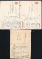 cca 1981-84 Keresztury Dezső (1904-1996) költő, korábbi korábbi vallás- és közoktatásügyi miniszter autográf, szellemes verses sorai Bódi Marának, össz .3 db balatonfüredi képeslapon, közte 2 db Keresztury Dezső autográf aláírásával. "Ez aztán érdekes fabula, meglátogatott a Gyula (...)"