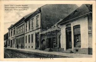 Dobsina, Dobschau; Letna ulice a mestsky hostinec / Sommergasse mit Stadtgasthaus / Nyári utca a városi vendéglővel. Lévai és Klein kiadása / street view, restaurant, inn (Rb)