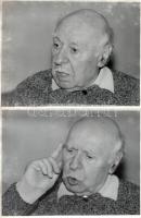 Balogh Edgár (1906-1996) publicista, főszerkesztőről készült portrék, 5 db fotó, ázásnyomokkal, folt...