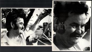 Páll Lajos (1938-2012) erdélyi magyar költő és festőművészről készült portrék, 4 db fotó, ázásnyomok...