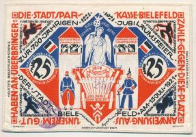 Német Birodalom / Weimari Köztársaság / Bielefeld 1921. 25M selyem szükségpénz pecséttel T:XF German...