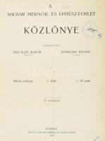 1916 Magyar Mérnök- És Építész-Egylet Közlönye. Szerk.: Edvi Illés Aladár, Schilling Zoltán. 1916. évf. L. kötet. 1-53. sz. Bp., 1916., Magyar Mérnök- És Építész-Egylet, XV+1+326 p. Félbőr-kötésben, kopott borítóval, hiányzó gerinccel, levált hátsó kötéstáblával, a címlapon bélyegzésekkel, de belül jó állapotban.