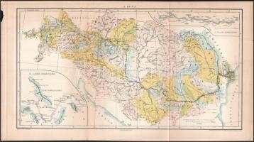 cca 1900 15 db csillagászattal, bolygókkal, meteorológiával kapcsolatos melléklet + A Duna térképe a...