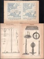 cca 1900 15 db csillagászattal, bolygókkal, meteorológiával kapcsolatos melléklet + A Duna térképe a...