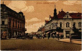 1918 Losonc, Lucenec; Rákóczi utca, Redlinger Ignác üzlete és saját kiadása / street view, shops, pu...