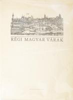 1984 Régi magyar várak. A Magyar Nemzeti Múzeum Történelmi Képcsarnoka 16 metszetének fakszimile kiadása. Bp., 1984, Múzsák, 16 t. Kiadói karton mappában, szakadt, kissé foltos borítóval, 49x34 cm