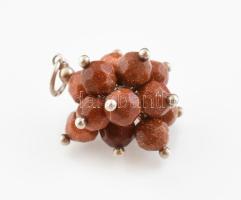 Ezüst(Ag) barna gyöngyös medál, jelzett, h: 2,5 cm, bruttó: 5,2 g