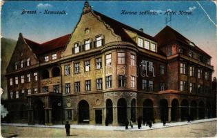 1918 Brassó, Kronstadt, Brasov; Korona szálloda és kávéház. Hubert Hedwig és Társa kiadása / Hotel Krone / Hotel Coroana / hotel and café (EB)