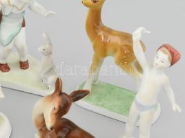 10 db porcelán figura: Hollóházi, Kőbányai, Aquincum. Kézzel festettek jelzettek, minimális kopással...