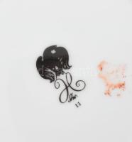 Hollóházi Szász Endre tervezte tányér, matricás, jelzett, hibátlan, d:24,5 cm