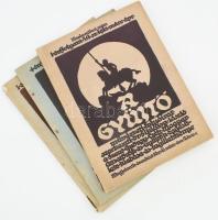 1912 A Gyűjtő. I. évf. 3-4., 9-10, 12. számai. Művészeti folyóirat. Szerk.: Siklóssy László. Bp., Szent György Céh. Kiadói papírkötések, sérült gerincekkel, a 12 számban 2 lapon sérüléssel.