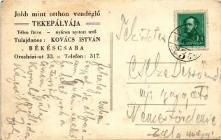 1939 Békéscsaba, Jobb mint otthon vendéglő tekepályája, belső. Tulajdonos Kovács István, Orosházi út...