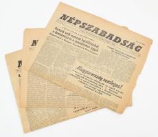 1956 Népszabadság I. évf. 1., 2., 9. számai (3 db, közte az induló szám), 1956. nov. 2.-14., a forradalommal kapcsolatos hírekkel (az MSZMP megalakulása, stb.), változó állapotban