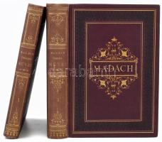 Madách Imre összes művei. I, III. kötet I. kötet: Lyrai költemények. III.: Drámai költemények. Kiadta: Gyulai Pál. Bp., 1880, Athenaeum, 1 (címkép) t. + XXXVIII+279+(7) p. III+484 + (2)p. Kiadói aranyozott, dombornyomott egészvászon-kötés, aranyozott lapélekkel,