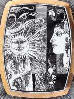 Hollóházi Szász Endre Napfény tálka. Tálka 14x12 cm, Matricás, jelzett, minimális kopással