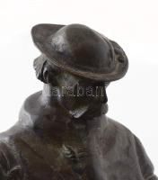 Beszédes János László (1874-1922): Juhász a kutyájával. Patinázott bronz, márvány talapzaton, jelzet...