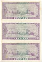 Románia 1966. 10L (3x) sorszámkövetők és egyugrású sorszámmal T:F Romania 1966. 10 Lei (2x) consecut...