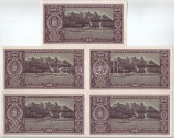 1945. 100P (5x) közeli sorszámok, köztes sorszámkövető pár "E263 082027 - E 263 082036" kö...