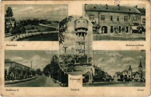 1942 Siófok, Rózsaliget, Víztorony, Balaton szálloda, Andrássy út, Fő tér (Rb)