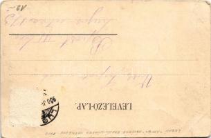 1900 Lugos, Lugoj; Amigo kávéház, Római katolikus templom. Weisz és Sziklai kiadása / Café Amigo und...