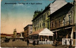 1918 Marosvásárhely, Targu Mures; Széchenyi tér, Royal szálloda és kávéház / square, hotel and café (kis szakadás / small tear)