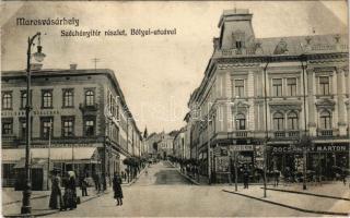 1914 Marosvásárhely, Targu Mures; Széchenyi tér, Bólyai utca, Transilvánia szálloda és kávéház, Pallós és Papné, Pál Zsigmond, Bocsánczy Márton üzlete. Porjes S. Sándor kiadása / square, shops (fl)