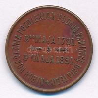 Lengyelország 1891. Emlékérem az Alkotmány elfogadásának 100. évfordulójára (27mm) T:XF