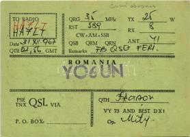 1967 Rumanian Tyres - Romanian QSL radio amateur advertising card (EK)