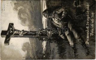 1914 Dir, mein Gott, dir ergeb ich mich! Vater, ich rufe dich! Mit Gott für König und Vaterland / WWI German military art postcard with dying soldier. Kriegskarte Nr. 910. Verlag Albert Seyboldt s: Schlemo