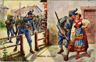 Gestörter Abschied / WWI Austro-Hungarian K.u.K. military art postcard + &quot;K.u.K. Infanterieregiment Schreiber No. 26.&quot; (fl)