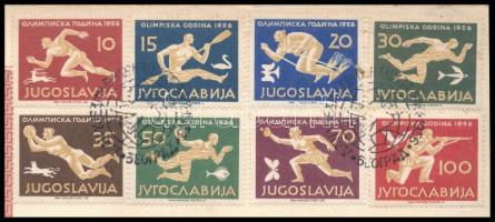 Jugoszlávia 1956 Nyári olimpia sor FDC-n / Mi 804-811 on FDC (Mi EUR 200.-) (gyűrött / folded)