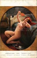 Le Pendentif / The Pendentive. Erotic nude lady art postcard. Salon de Paris s: Tabary (fl)