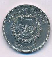 Falkland-szigetek 1977. 50p Cu-Ni "II. Erzsébet megkoronázásának 25. évfordulója" T:BU ujj...