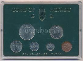 Norvégia 1981. 5ö-5K (6xklf) forgalmi sor műanyag tokban T:UNC  Norway 1981. 5 Öre - 5 Kroner (6xdiff) coin set in original plastic case C:UNC