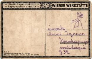 Stoff-Reproduktion. B.K.W.I. Wiener Werkstätte Serie H. Stoffmuster-Entwurf von W. Jonas. Art Nouvea...