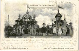 1898 (Vorläufer) Wien, Vienna, Bécs; Jubiläums Ausstellung, Blumen Pavillon Park, Haupt Cafe. Officielle Austellungs-Postkarten Nr. 54.