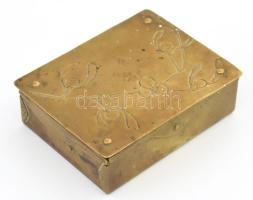 Antik német jelzett bronz bélyegtartó, 6,5x8,5 cm