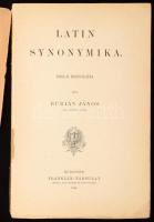Burián János: Latin synonymika. Iskolai használatra. Bp., 1892, Franklin, VIII+128 p. Kiadói papírkö...