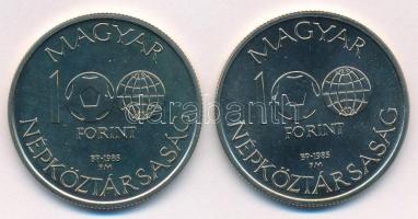 1985. 100Ft alpakka "Labdarúgó Világbajnokság 1986. - Mexikó" + 100Ft alpakka "Labdar...