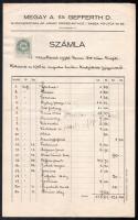 1930 Miskolc Megay A és Gefferth D. gyógyszertár az Arany Oroszlánhoz fejléces számla