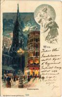 1899 (Vorläufer) Wien, Vienna, Bécs; Stephansplatz. Karl Stücker 7248. Art Nouveau litho (EK)