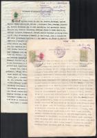 cca 1930-1940 12 db illetékbélyeges okmány, benne nyomási eltérések