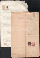 cca 1930-1940 12 db illetékbélyeges okmány, benne nyomási eltérések