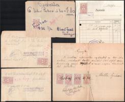 cca 1930-1940 12 db illetékbélyeges okmány, benne nyomási eltérések