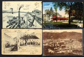 Kb. 360 db RÉGI képeslap vegyes minőségben dobozban: magyar és külföldi városok és motívumok
