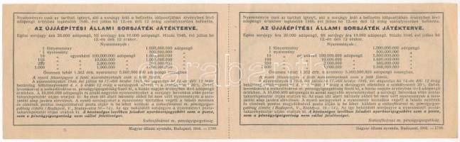 1946. "Újjáépítési Állami Sorsjáték" fél-sorsjegye 10.000AP értékben (2x), A és B sorsjegy...