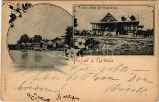 1898 (Vorläufer) Károlyváros, Karlovac; Karlovacko kupaliste, Kupalistna Restauracija / fürdő és étterem / spa and restaurant. Art Nouveau, floral (EK)