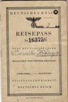 1939 Német birodalmi utlevél